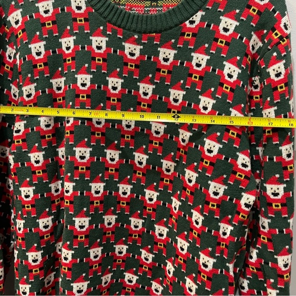 Ugly Christmas Sweater. All over Santa. Red Green Yellow - Picture 4 of 4